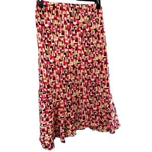 Axcess Skirt Size 16  Pink Brown Geometric Pull On Flounce Knee Length